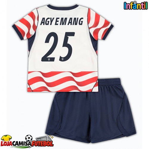 Camisa de Futebol Estados Unidos Patrick Agyemang #25 Equipamento Principal Infantil Mundo 2026 Manga Curta (+ Calças curtas)